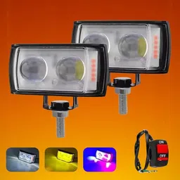 houseofcommon Mini Double Lens Fog Light with yellow & White Fleshing Light(RED & Blue DRL)F Fog Lamp Motorbike LED (12 V, 40 W)-picture-26