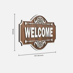 shribalajiarts Engineering Wood Laser Cut Well Come Wall Art In Black & Brown Finish image 2