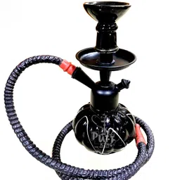 puff king Hookah Pot Kharbuza Shaped Black. 12 inch Glass Hookah-picture-26