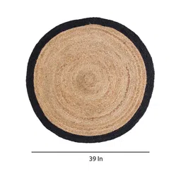 sashaa world Natural Geometric Jute & Cotton 3 ft x 3 ft Hand Woven Round Carpet image 3