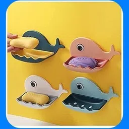 sjk Fish Shape Cute Adhesive Waterproof Wall Mounted Soap Dish(PACK OF 4) 1.339-picture-45