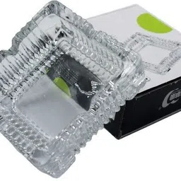 viovi Decorative Crystal Glass Square Shape Ashtray, Cigar & Cigarette Glass Ash Tray Clear Crystal Ashtray image 4