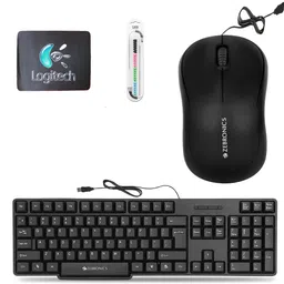 Mophonics Wired K20 Keyboard, Mouse, MousePad & Cable Protector (Set of 4) Combo Set-picture-24