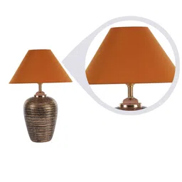 foziq Gabrielle Orange Fabric Shade Night Lamp With Teracotta Base image 5