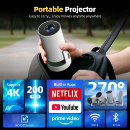 AVOIHS HY300 4K Support Native 1080p HD Android 11 Wifi BT Freestyle Auto Keystone (4500 lm / 1 Speaker / Wireless / Remote Controller) Portable Projector image 5