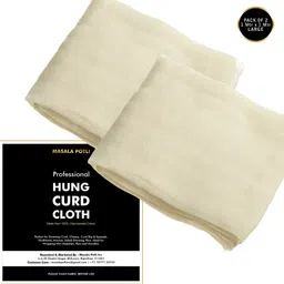 masala potli Professional 100% Cotton - Hung Curd MUSLIN Cloth ( PACK OF 2 100 Cm x 100 Cm) for Straining Curd, Cheese, Yogurt, Shrikhand, Rice, Mousse, Juice Strainer | Perfect for Restaurants, Cafe, House Party Collapsible Strainer-picture-10
