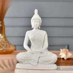 TAYHAA White Textured Sacred Serenity Buddha Statue Resin Showpiece-picture-10