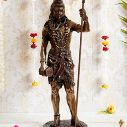 eCraftIndia Brown Lord Shiva Standing With Trishul Idol Showpiece-picture-34