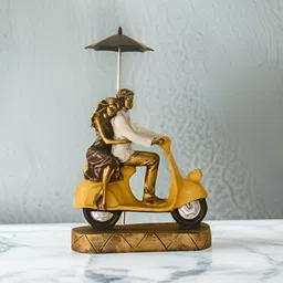 BECKON VENTURE Gold toned & White Couple On Bike Figurine Showpiece-image-28