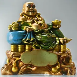 BECKON VENTURE Gold Toned & Blue Fengshui Figurine Showpiece-image-6