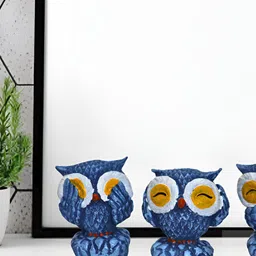 BECKON VENTURE Blue & White 3 Pieces Figurine Showpiece-picture-34