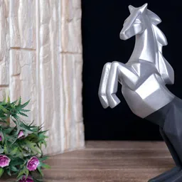 GW CREATIONS Silver Toned & Black Horse Figurine Showpiece-image-35