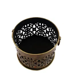 HANDICRAFTS PARADISE Copper Toned and Black Cut work Container Showpiece image 2