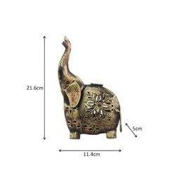 HANDICRAFTS PARADISE Bronze & Black Elephant Tea Light Holder Small Figurine Showpiece image 4
