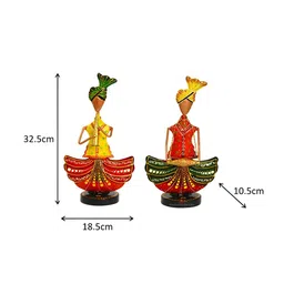 HANDICRAFTS PARADISE Red & Green 2 Pieces Textured Iron Figurine Medium Showpieces image 5