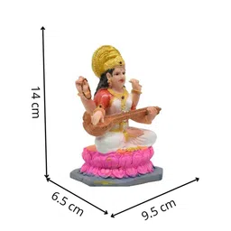 PujaNPujari White & Pink Saraswati Idol Showpiece image 3