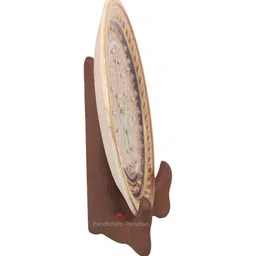 HANDICRAFTS PARADISE Gold Toned & Red Marble Round Plate Showpiece image 5