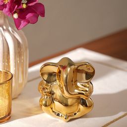 Pure Home and Living Yellow Ceramic Ganesha Figurine Showpiece-picture-27