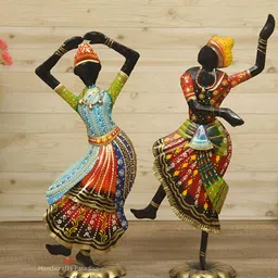 HANDICRAFTS PARADISE Red Black 2 Pieces Bharatnatyam Dancing Couple Figurine Showpieces-image-48
