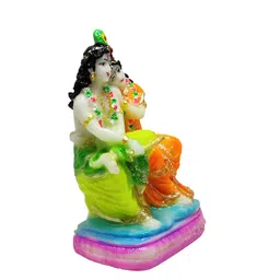 GLOOKS Green & Orange Radha Krishna Sitting Showpiece image 2