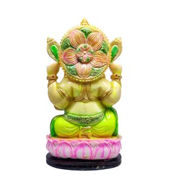 GLOOKS Green & Pink Textured Lord Ganesha Idol Showpiece image 4