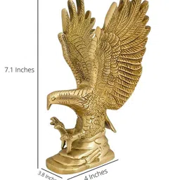 CraftVatika Gold-Toned Eagle Statue Wild Bird Flying Hawk Showpieces image 3