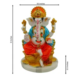 Gallery99 Set of 2 Cream & Red Handpainted Laxmi Ganesh Idol Showpieces image 2