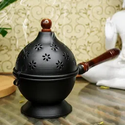 Loban Dani / Dhoop Dani Burner for Home, Office, Temple Puja | Round Iron Incense Holder-image-77
