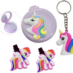 le delite Unicorn Hairbrush for Kids Cute Latest Imported Novelty Brush Detangler Comb for Kids Birthday Return Gifts Girls, Unicorn Compact Mirror Grooming Tool Round Shape-picture-26