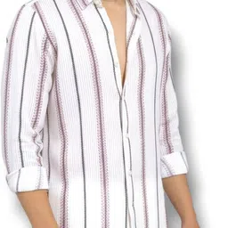 hkv fashion Men Regular Fit Striped Spread Collar Casual Shirt image 3