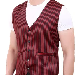 click one Striped Men Waistcoat image 5