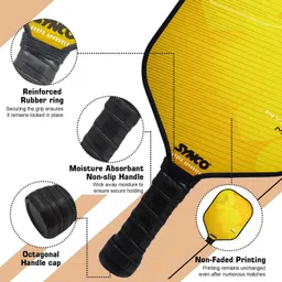 synco Pickleball Paddle Racket Hybrid Yellow | Picklebat with Cover and Cushion Grip| Pickleball Paddle image 3