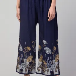 fambee Women Relaxed Blue Cotton Blend Trousers-picture-22