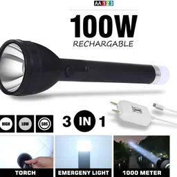 vr bright lite 1000 Meter Long Range Rechargeable Torch With Back Light + Blinker-VRBL12504 12 hrs Torch Emergency Light image 3