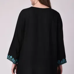 vaamii Casual Regular Sleeves Embroidered Women Black Top image 2