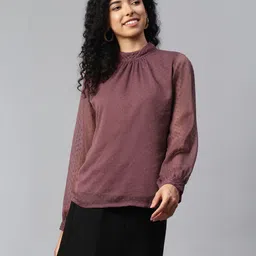 pluss Casual Regular Sleeves Solid Women Purple Top-picture-10