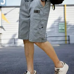 tyrell Solid Men Grey Cargo Shorts image 2