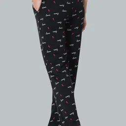 van heusen Allover Print And Functional Pocket Women Printed Black Track Pants image 2