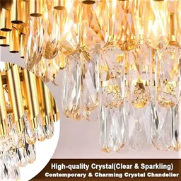 risa crystal Gold polish metal 500mm chandelier hanging ceiling pendant jhoomer Chandelier Ceiling Lamp image 5