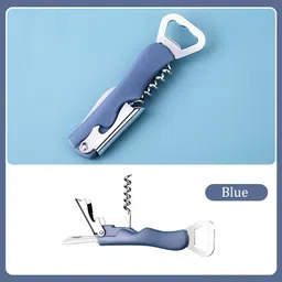 proberos 3 in 1 Stainless Steel Cork Opener 3 in 1 Stainless Steel Corkscrew Bottle Opener with Folding Foil Cutter Bottle Opener image 2