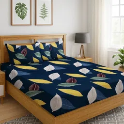 real dream Cotton Queen Fitted (Elastic) 210 TC Floral Bedsheet-picture-36