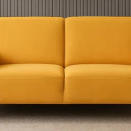 febonic Ocean Velvet 2 Seater Sofa in Turmeric Yellow Color image 1