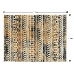 modefe Beige Persian Nylon 5 ft x 7 ft Machine Made Carpet image 2