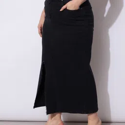 sassafras curve Women Solid Regular Black Skirt image 3