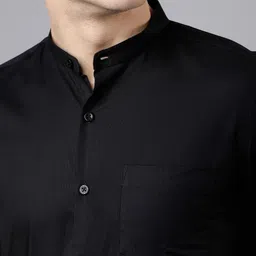 highlander Men Slim Fit Solid Mandarin Collar Casual Shirt image 4