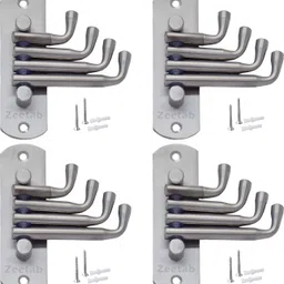 zeetab Stainless Steel Wall Mount Cloth Hanger, Adjustable 4 Pin Bathroom Wall Hanging Swivel Hook 4-picture-19