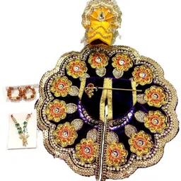 shrisanwaliya poshak laddu gopal dress / poshak, Combo( Pagdi, mala, kangan, bansuri), (Navyblue) velvet Dress-picture-19