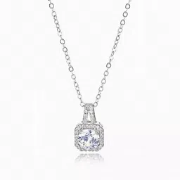 royatto Cubic Zirconia Silver Plated Stainless Steel Necklace image 4