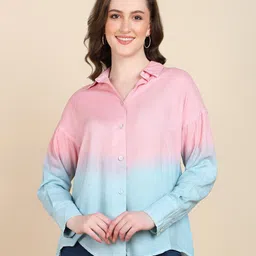 pinktribe Women Regular Fit Dyed/Ombre Spread Collar Casual Shirt-picture-23