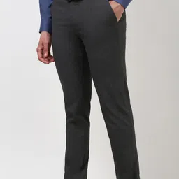 peter england Men Slim Fit Grey Polyester Trousers image 4